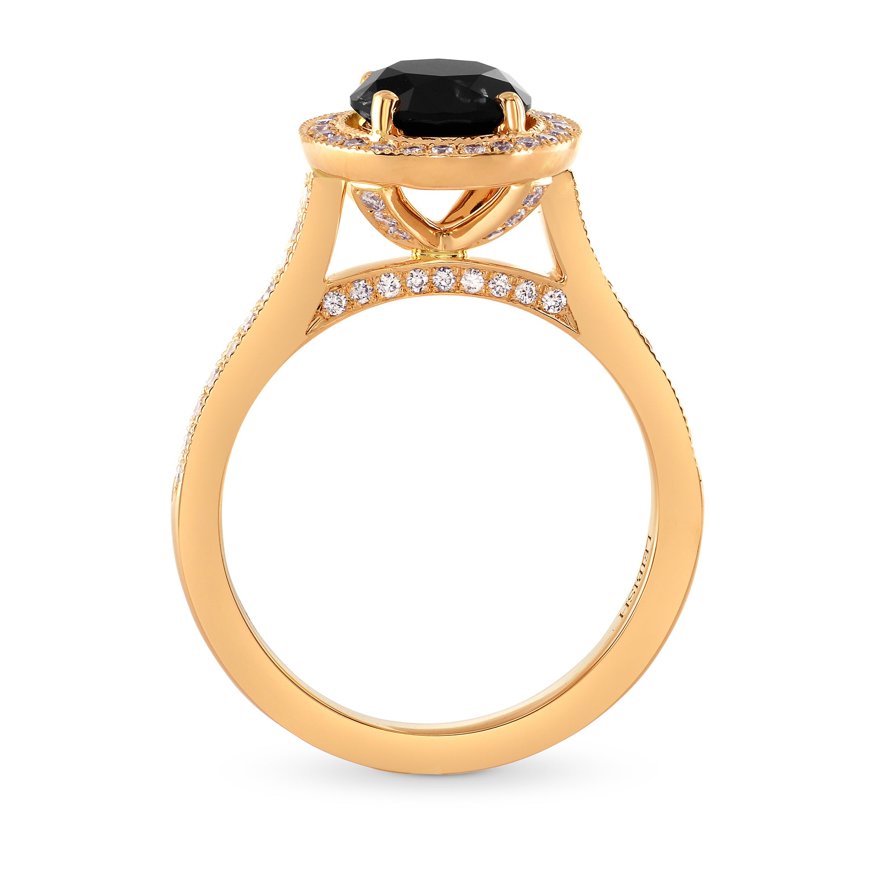 Rose Gold Natural Black Diamond Engagement Ring
