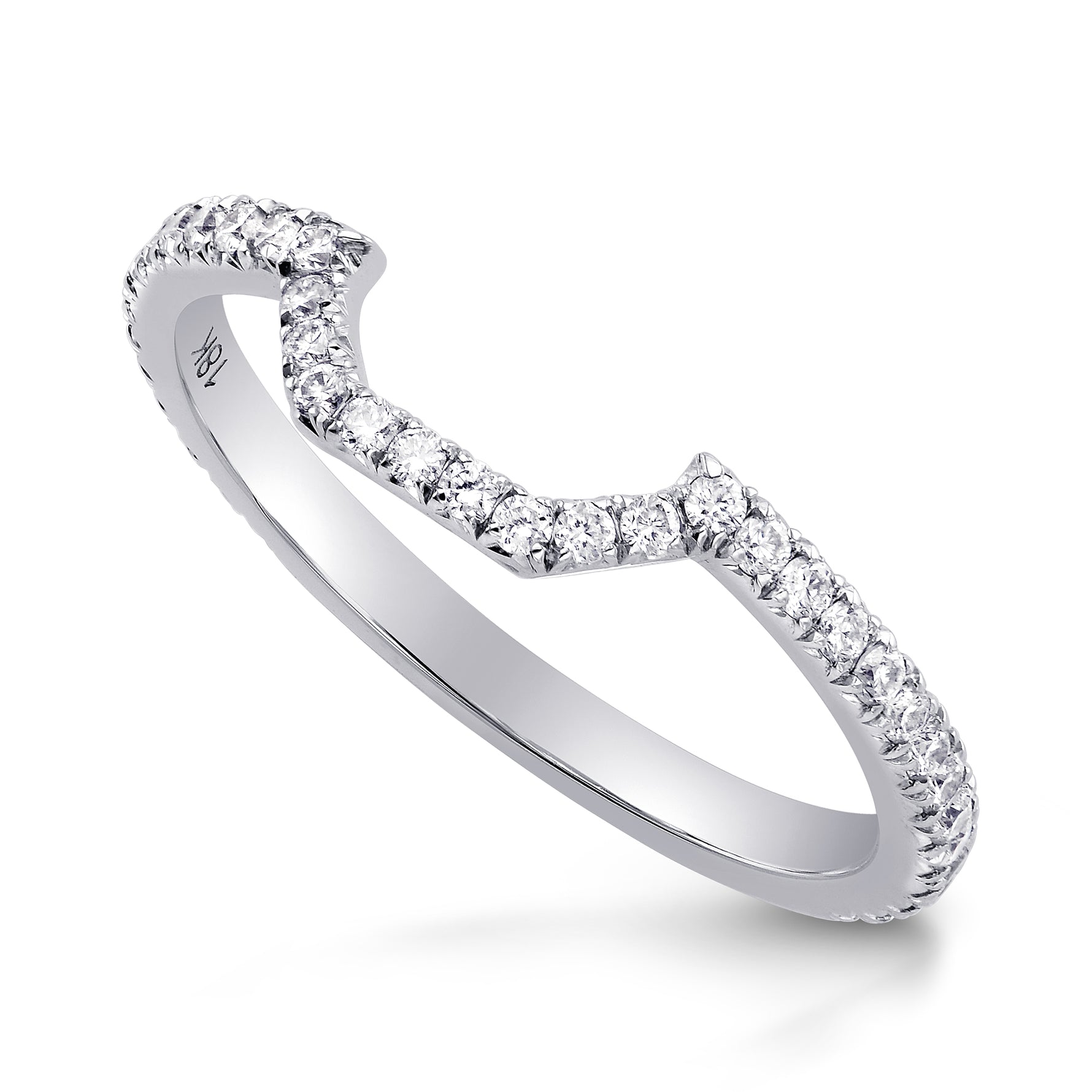 Round Brilliant Diamond Half Eternity Pave Set Wedding Ring