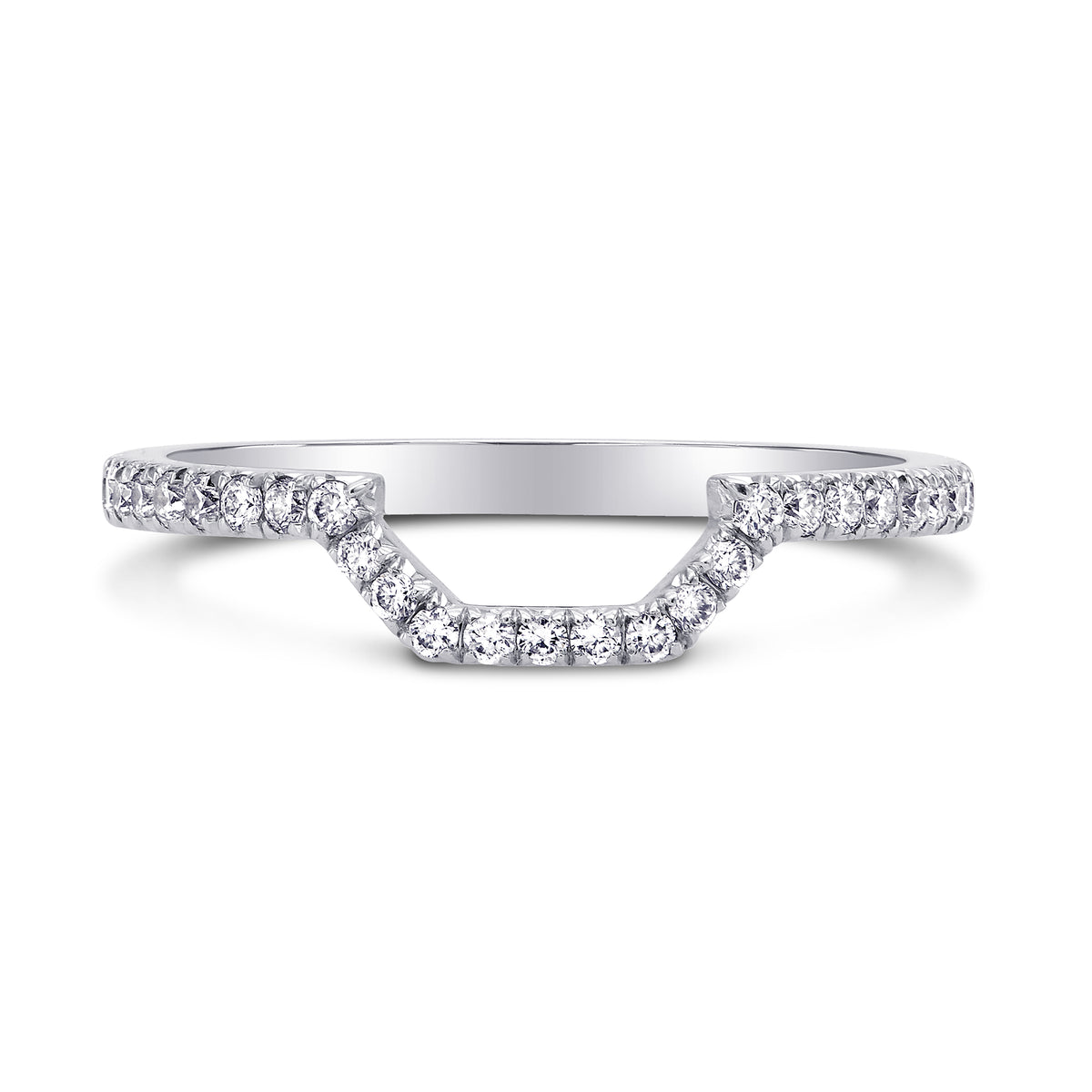 Round Brilliant Diamond Half Eternity Pave Set Wedding Ring