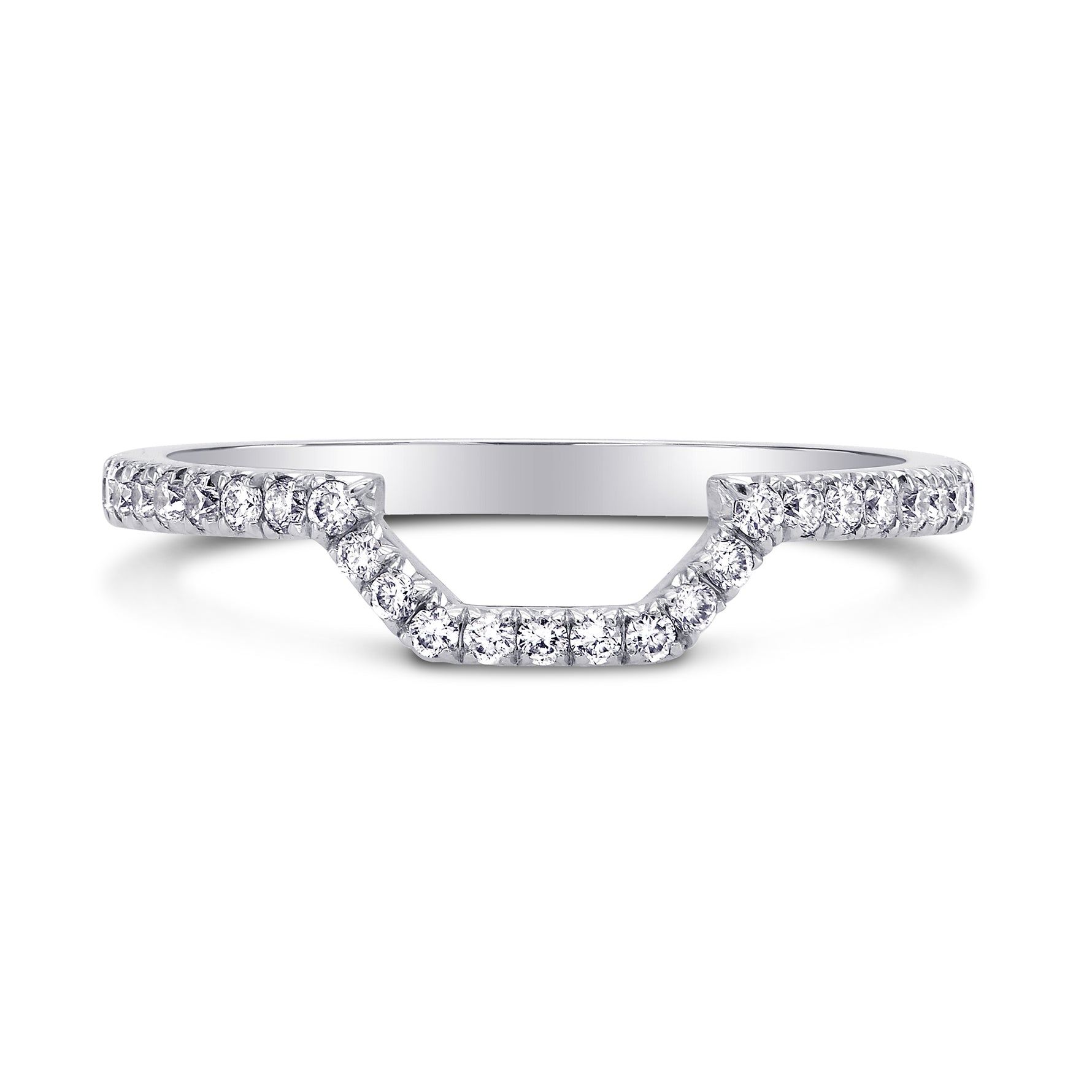 Round Brilliant Diamond Half Eternity Pave Set Wedding Ring