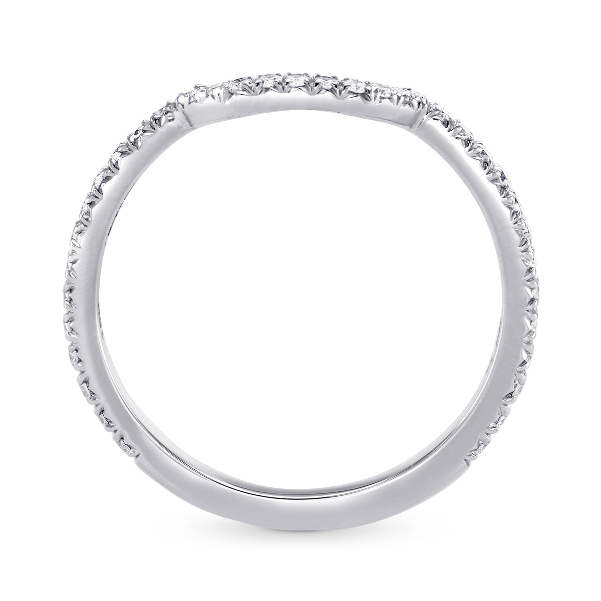 Round Brilliant Diamond Half Eternity Pave Set Wedding Ring