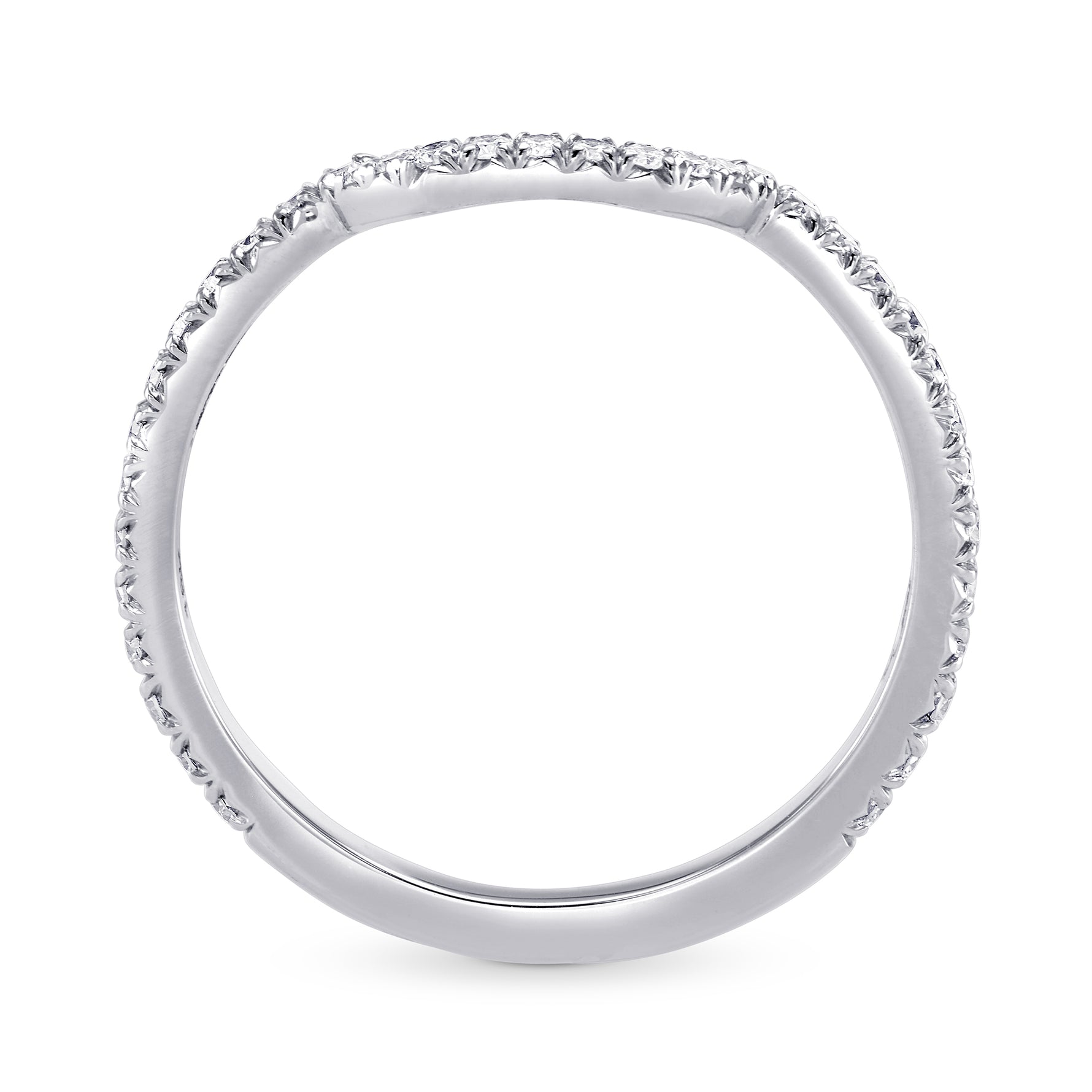 Round Brilliant Diamond Half Eternity Pave Set Wedding Ring
