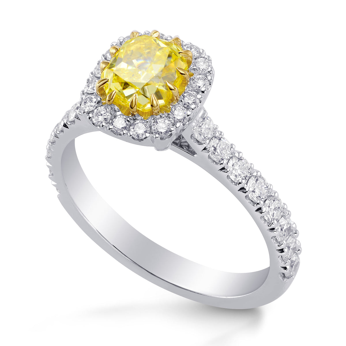 Fancy Intense Yellow Radiant Halo Diamond Ring