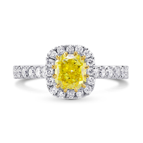 Fancy Intense Yellow Radiant Halo Diamond Ring