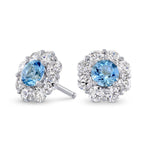 Aquamarine & Diamond Halo Earrings
