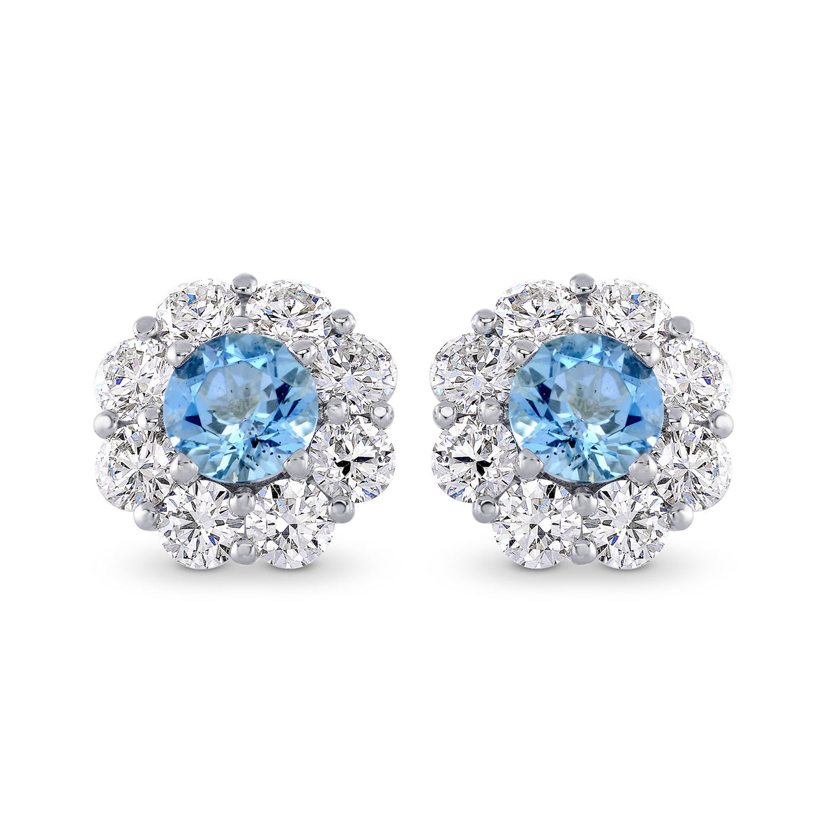 Aquamarine & Diamond Halo Earrings