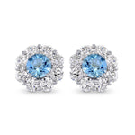 Aquamarine & Diamond Halo Earrings