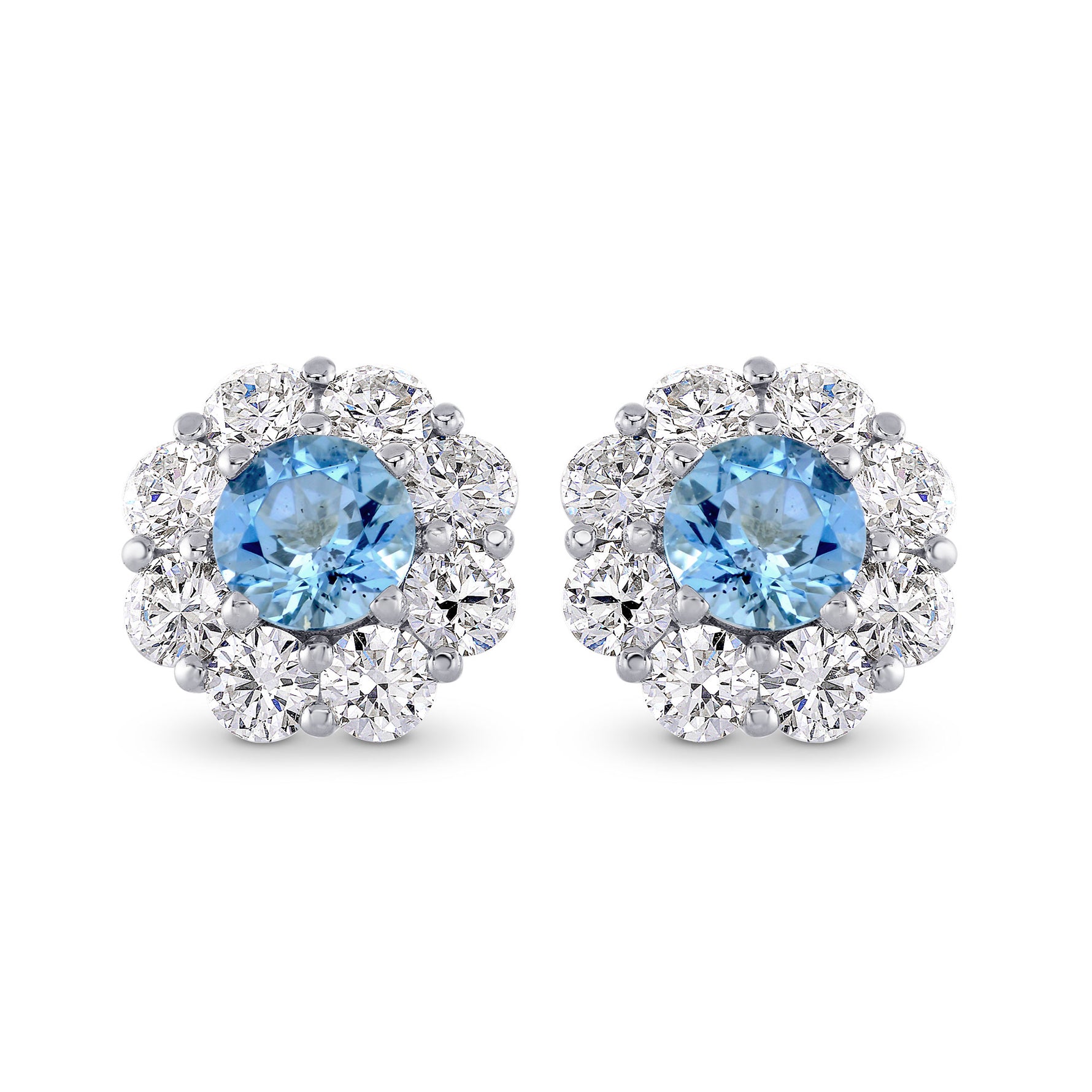 Aquamarine & Diamond Halo Earrings