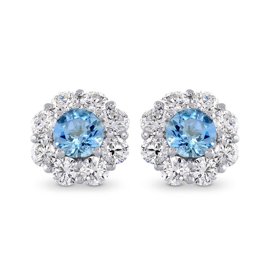 Aquamarine & Diamond Halo Earrings