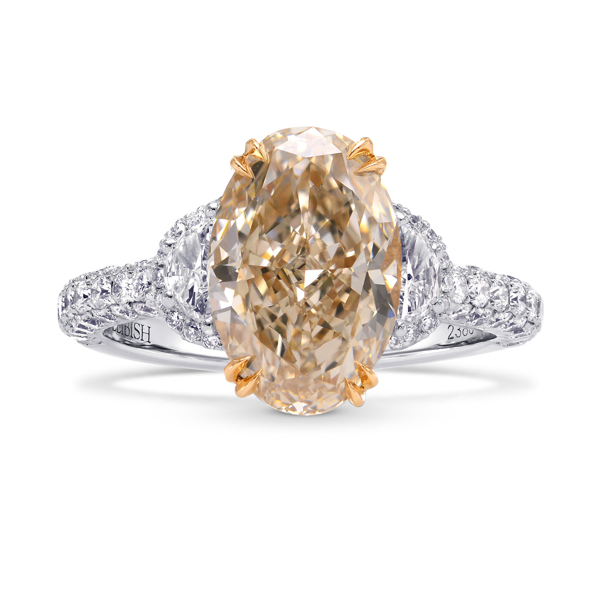 Very Light Brown Oval Diamond Ring