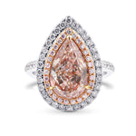 Fancy Light Orangy Pink Pear Shape Halo Ring
