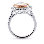 Fancy Light Orangy Pink Pear Shape Halo Ring