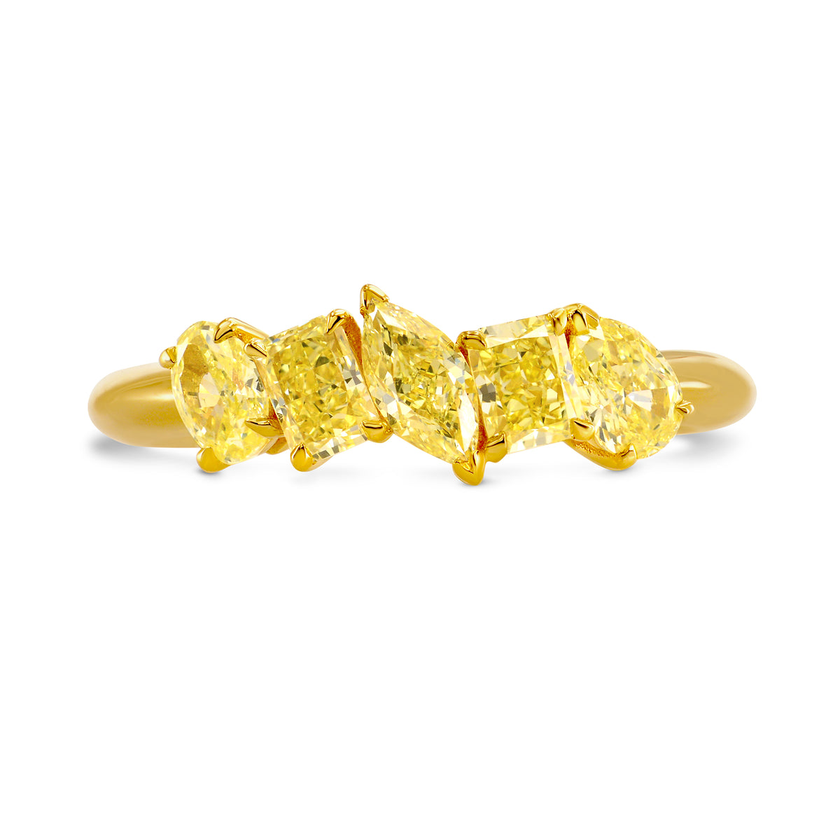 Mix Shape Fancy Yellow Diamond Band Ring