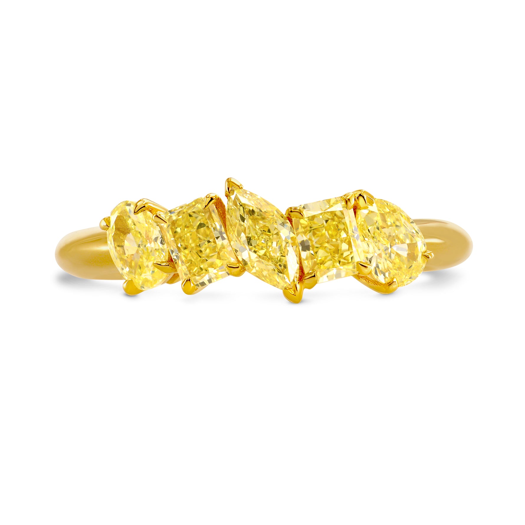 Mix Shape Fancy Yellow Diamond Band Ring