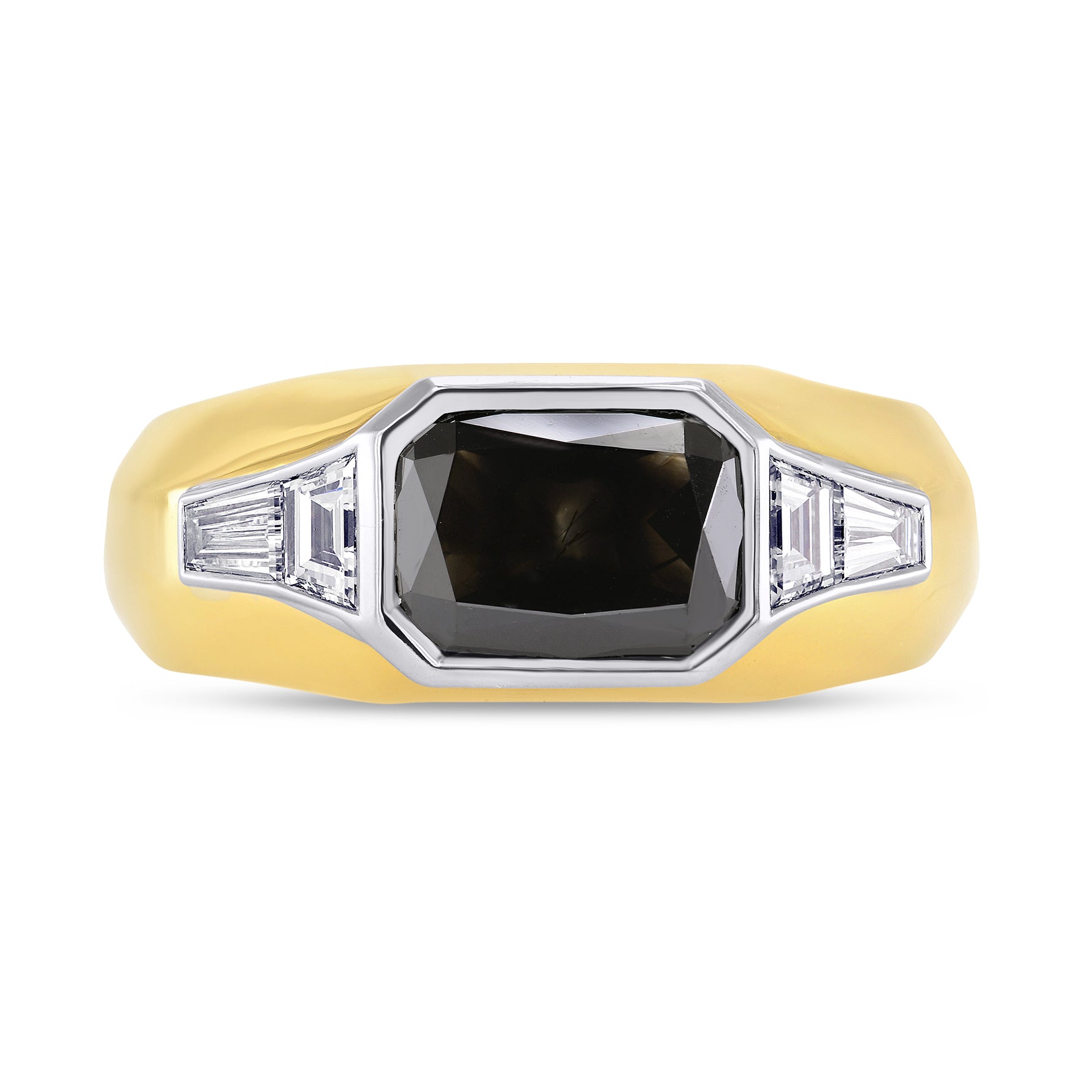 Fancy Black Radiant Diamond Mens Ring