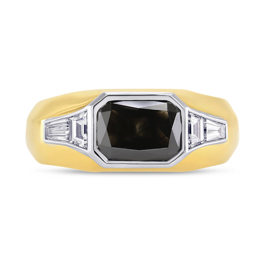 Fancy Black Radiant Diamond Mens Ring