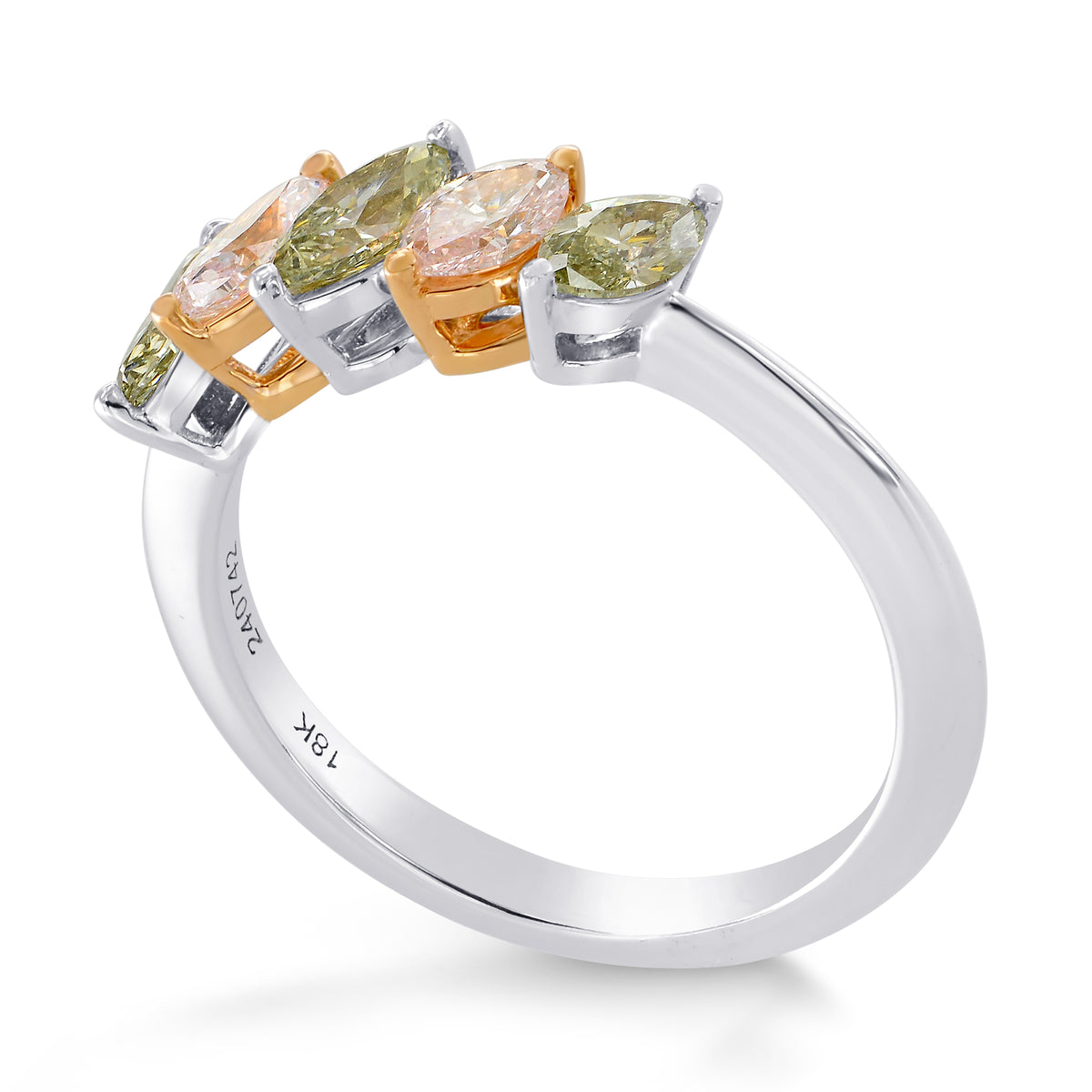 Fancy Light Pink and Fancy Grey Marquise Band Ring