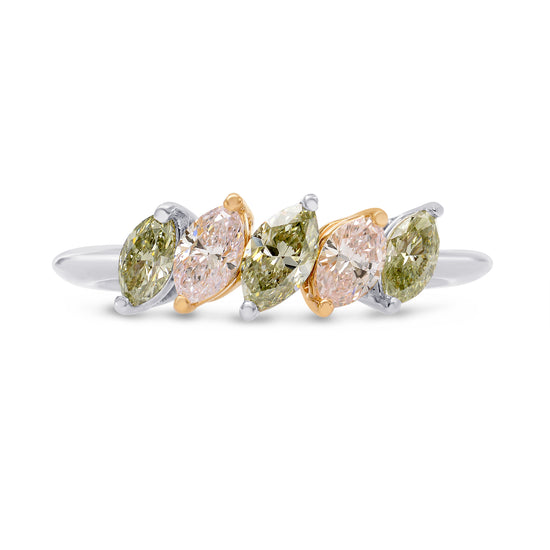 Fancy Light Pink and Fancy Grey Marquise Band Ring