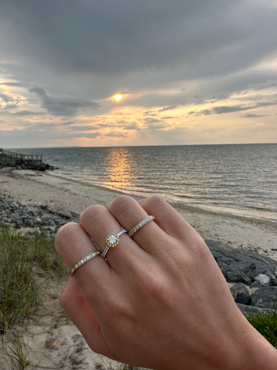 Fancy Vivid Yellow and White Diamond Band Ring