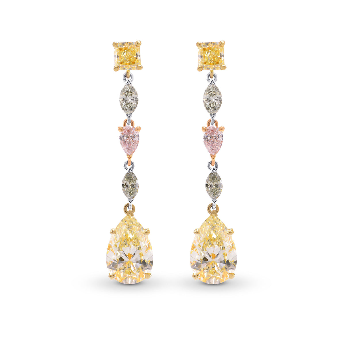 Extraordinary Multi-Color Diamond Drop Earrings