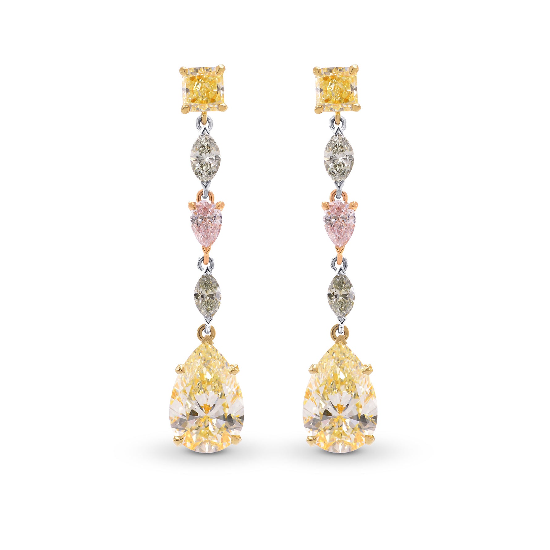 Extraordinary Multi-Color Diamond Drop Earrings