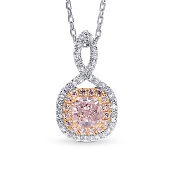Fancy Light Pink Cushion Diamond Drop Halo Pendant