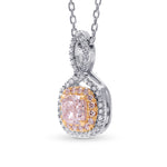 Fancy Light Pink Cushion Diamond Drop Halo Pendant