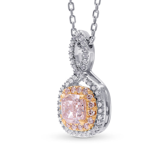 Fancy Light Pink Cushion Diamond Drop Halo Pendant