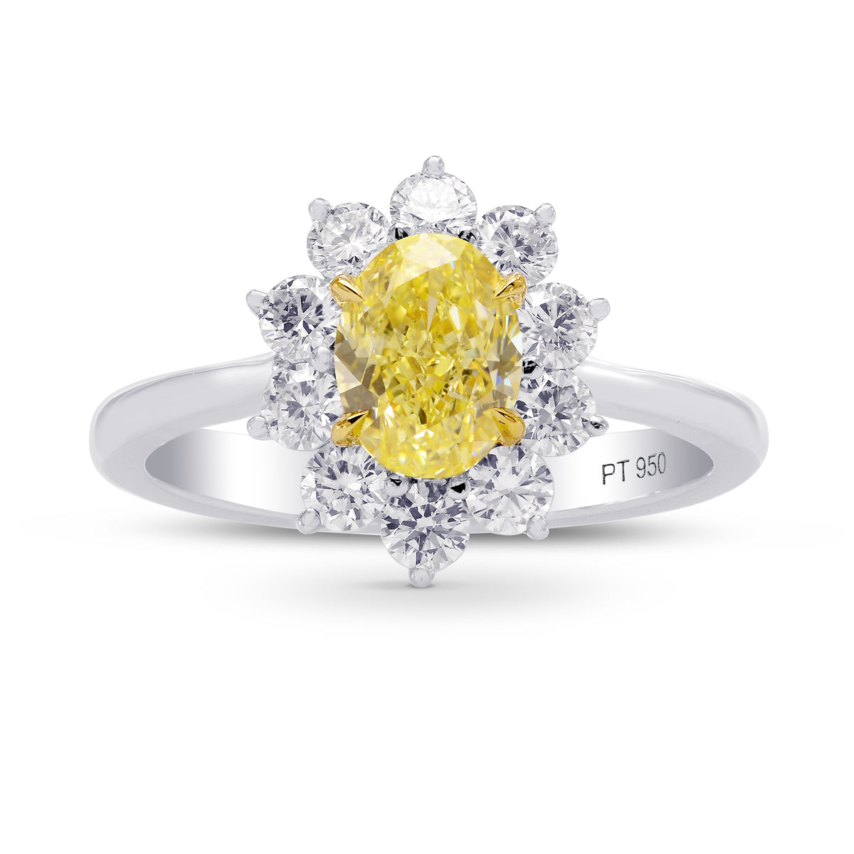 Fancy Yellow Oval Diamond Halo Ring
