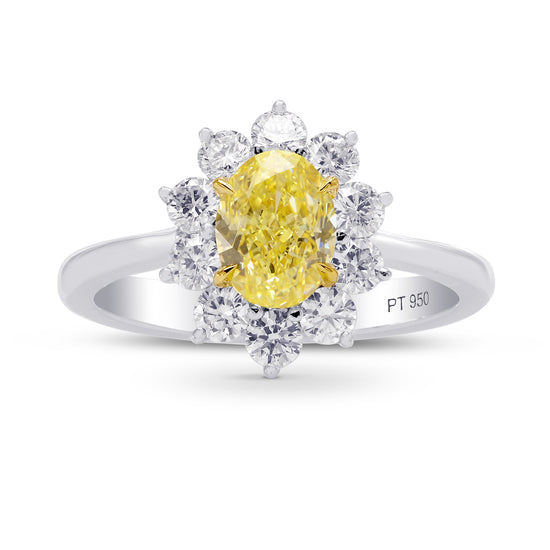 Fancy Yellow Oval Diamond Halo Ring