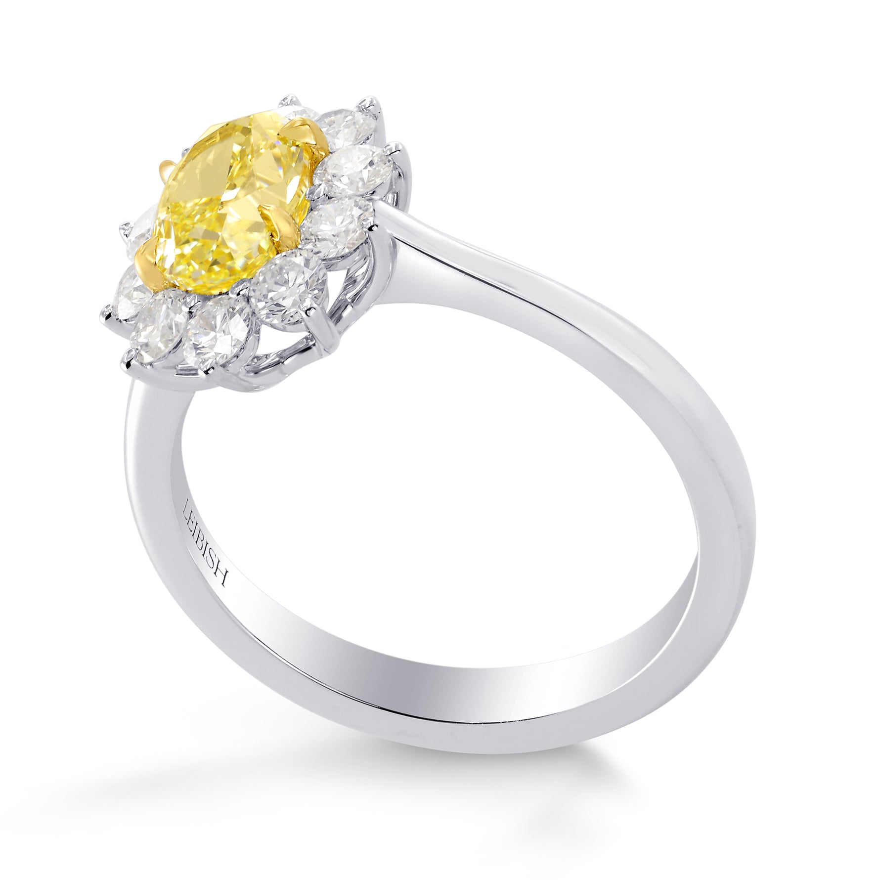 Fancy Yellow Oval Diamond Halo Ring