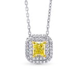 Fancy Intense Yellow Radiant Diamond Double Halo Pendant