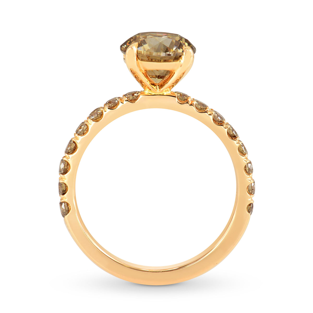 Fancy Yellow Brown Round Diamond Engagement Ring