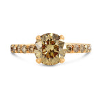 Fancy Yellow Brown Round Diamond Engagement Ring
