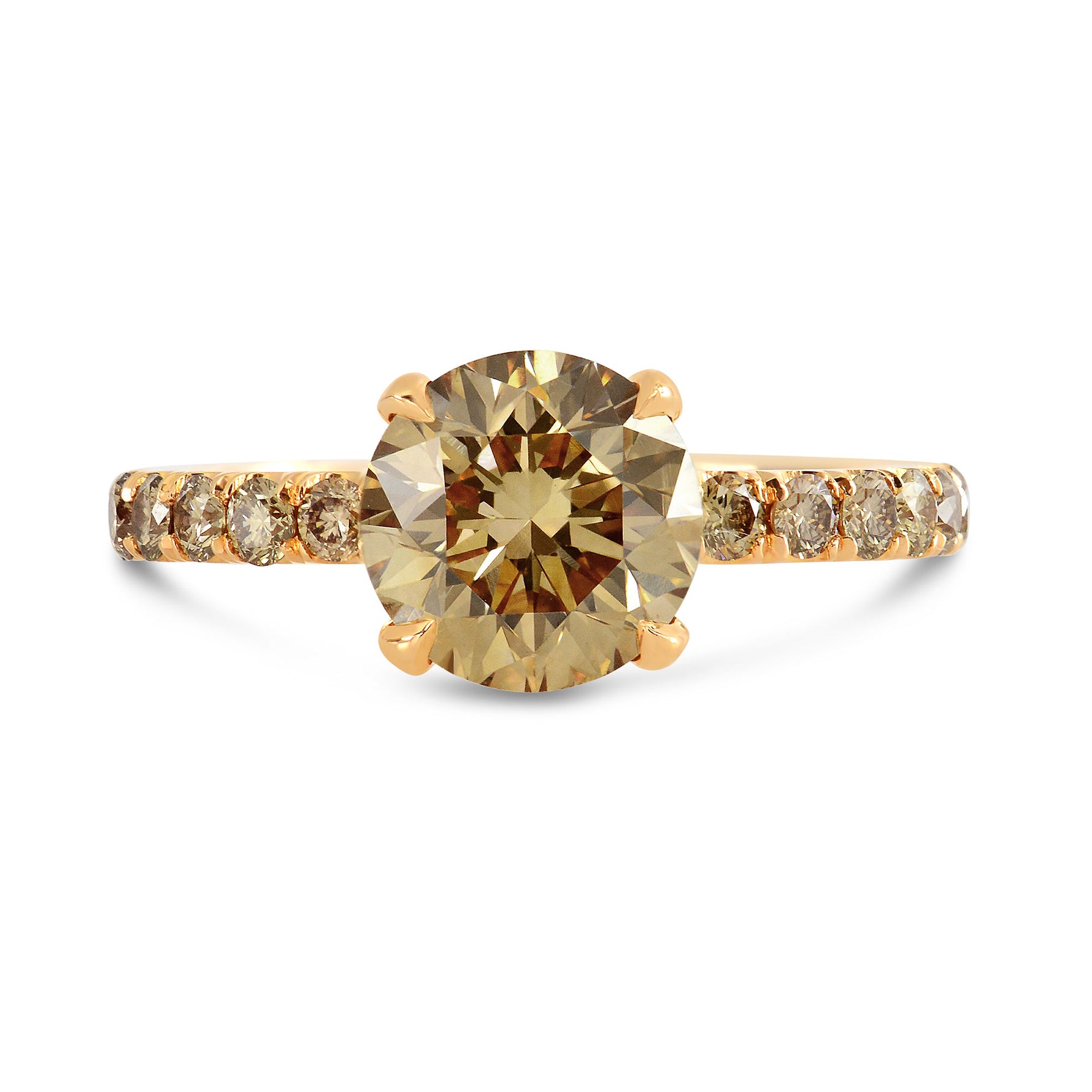 Fancy Yellow Brown Round Diamond Engagement Ring