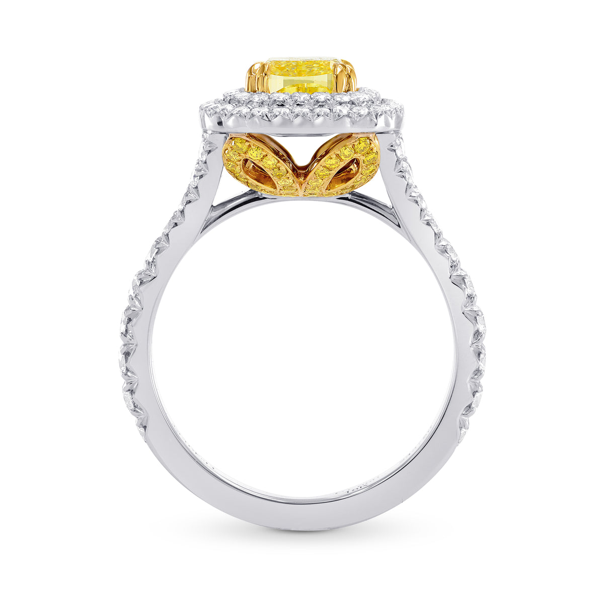 Fancy Intense Yellow Cushion Diamond Halo Ring