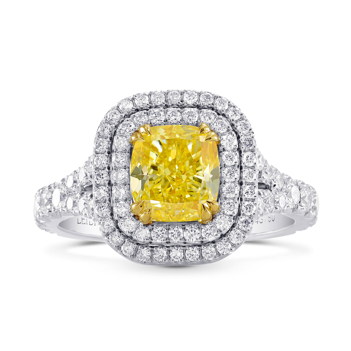 Fancy Intense Yellow Cushion Diamond Halo Ring