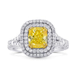 Fancy Intense Yellow Cushion Diamond Halo Ring