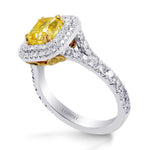 Fancy Intense Yellow Cushion Diamond Halo Ring