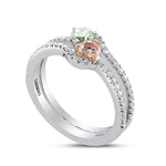 Argyle Pink & Green Diamond Two Stone Crossover Ring