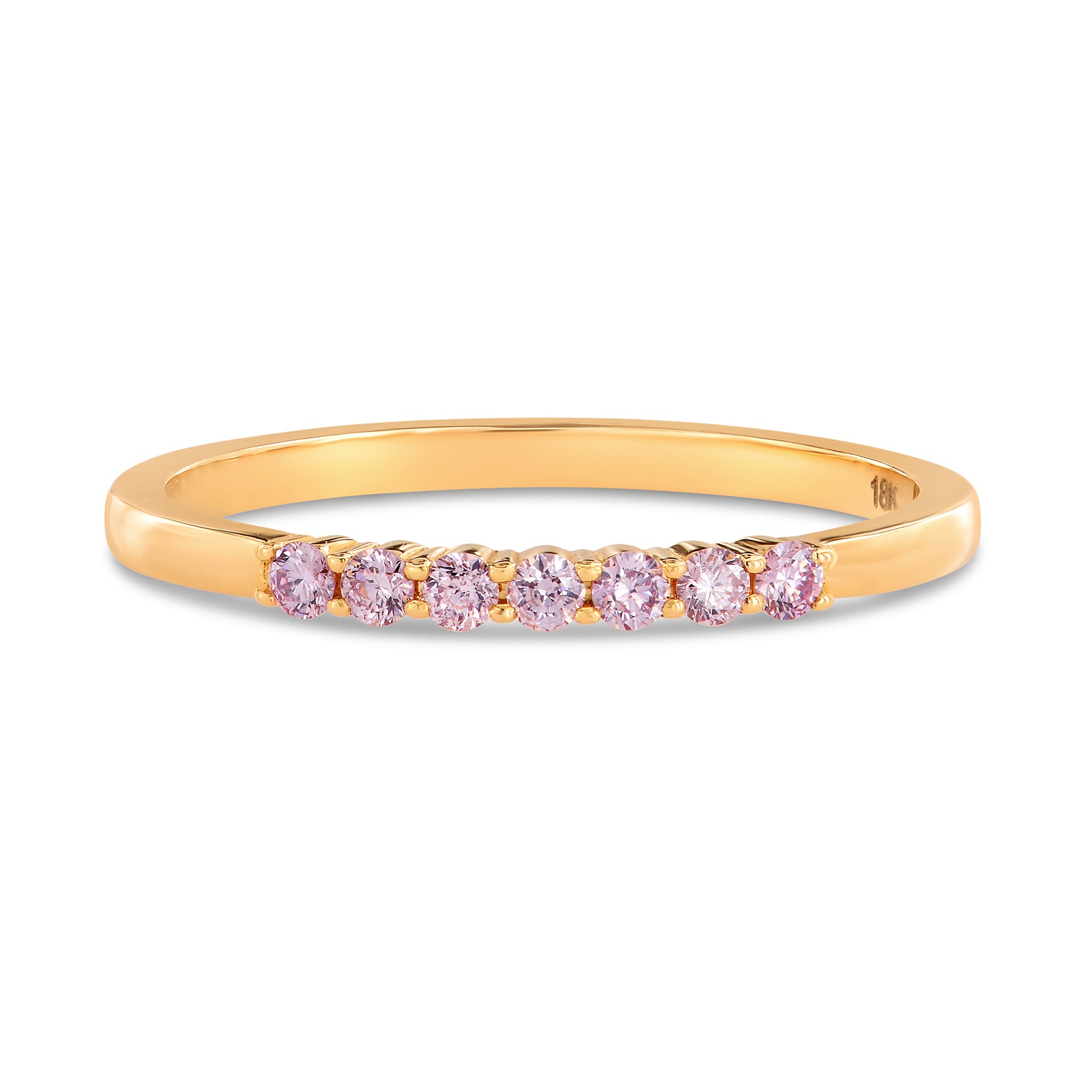 Pink Diamond 7 Stone Stacking Band Ring