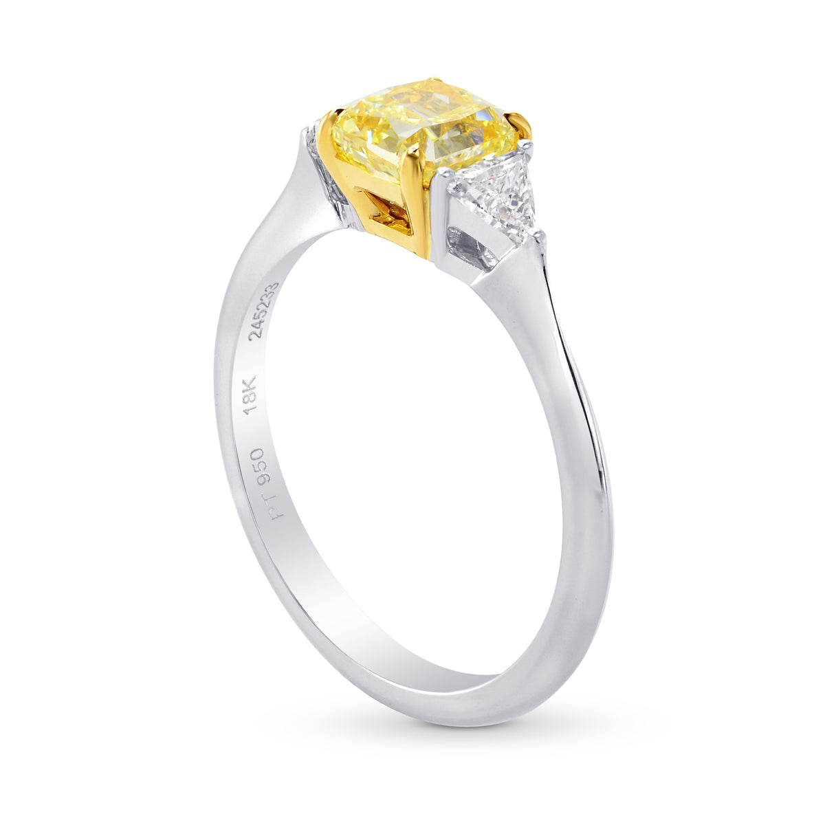 Platinum Fancy Yellow Radiant & Triangle Diamond Ring