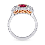 Red Mozambique Oval Ruby & Half-Moon Diamond Ring