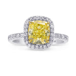 Fancy Yellow Cushion Diamond Halo Ring