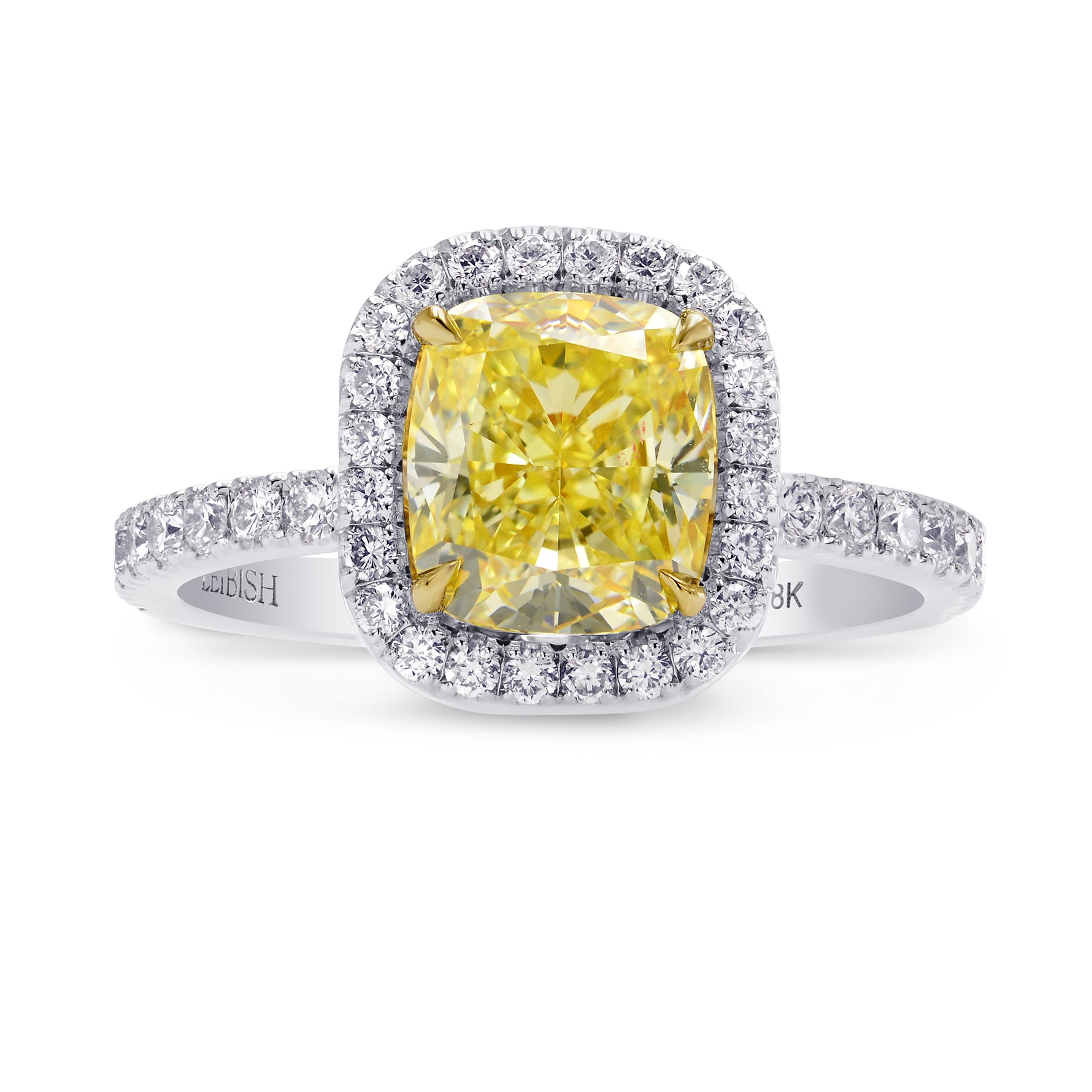 Fancy Yellow Cushion Diamond Halo Ring