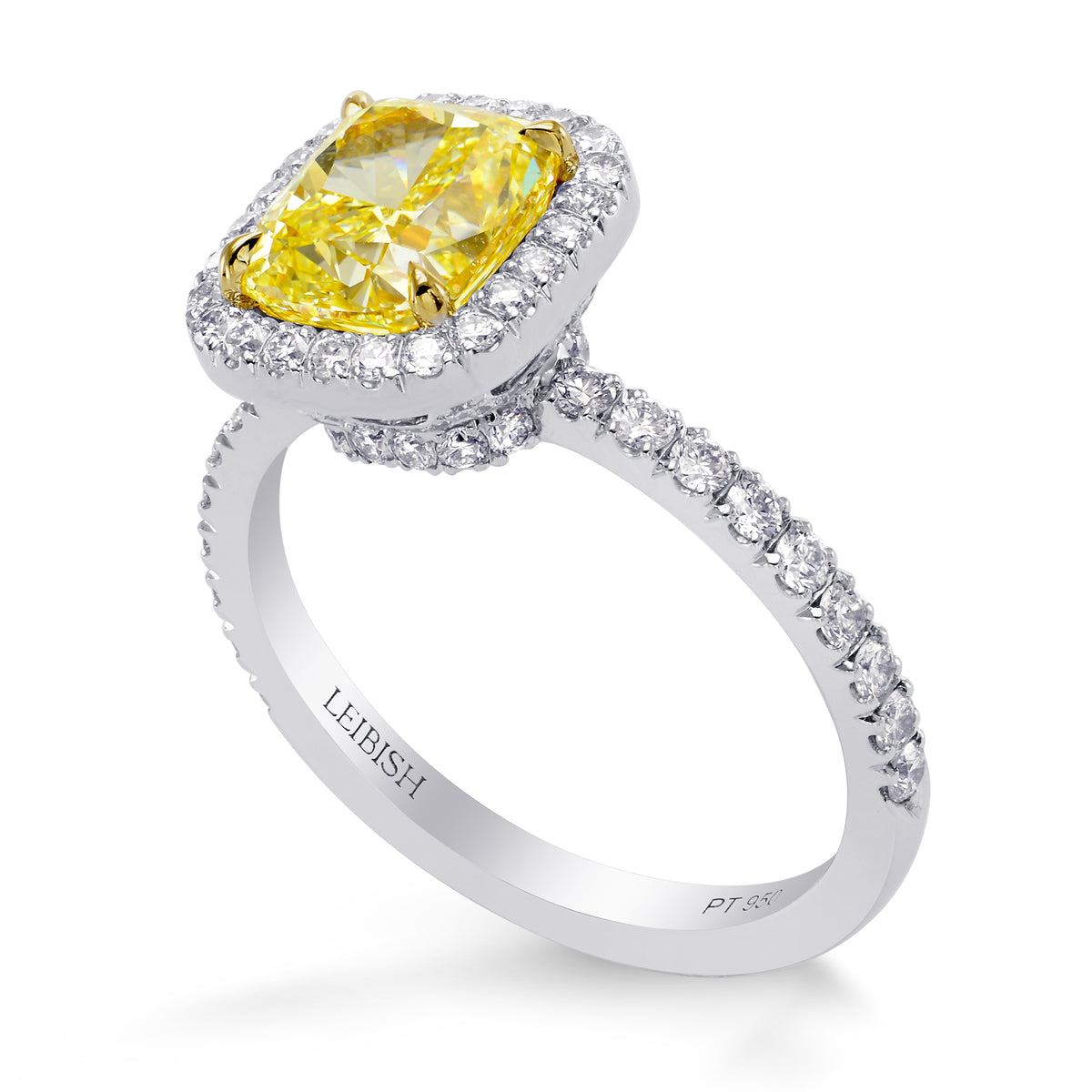 Fancy Yellow Cushion Diamond Halo Ring