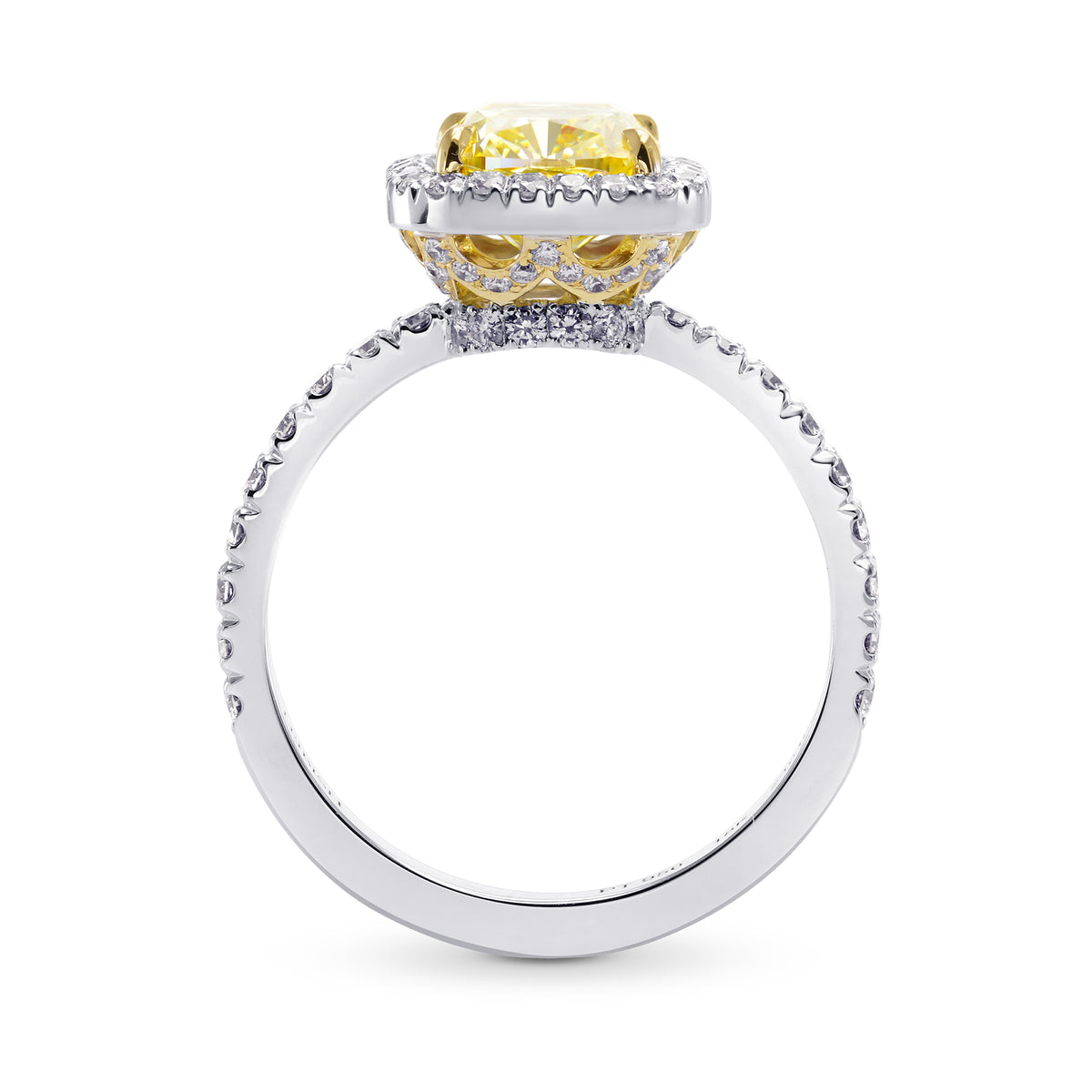 Fancy Yellow Cushion Diamond Halo Ring