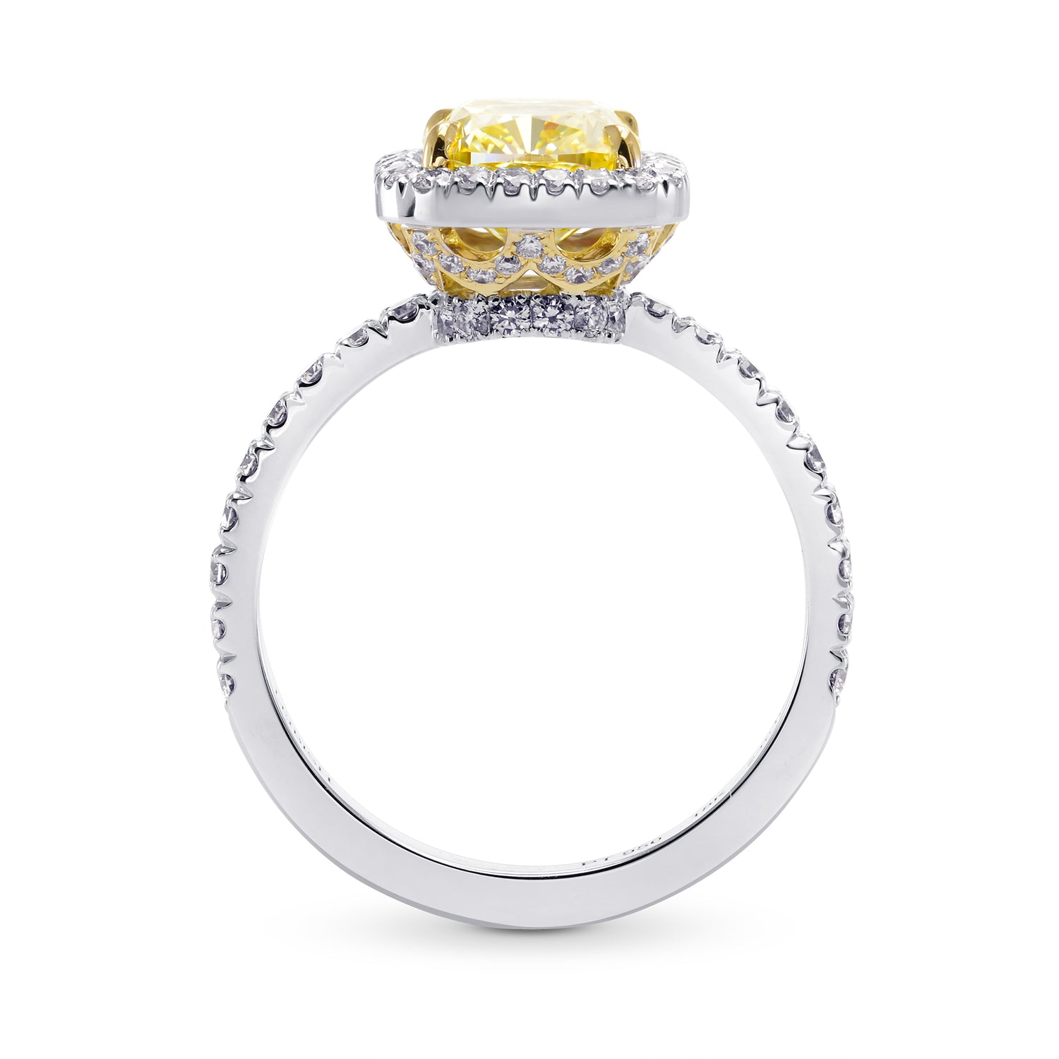 Fancy Yellow Cushion Diamond Halo Ring