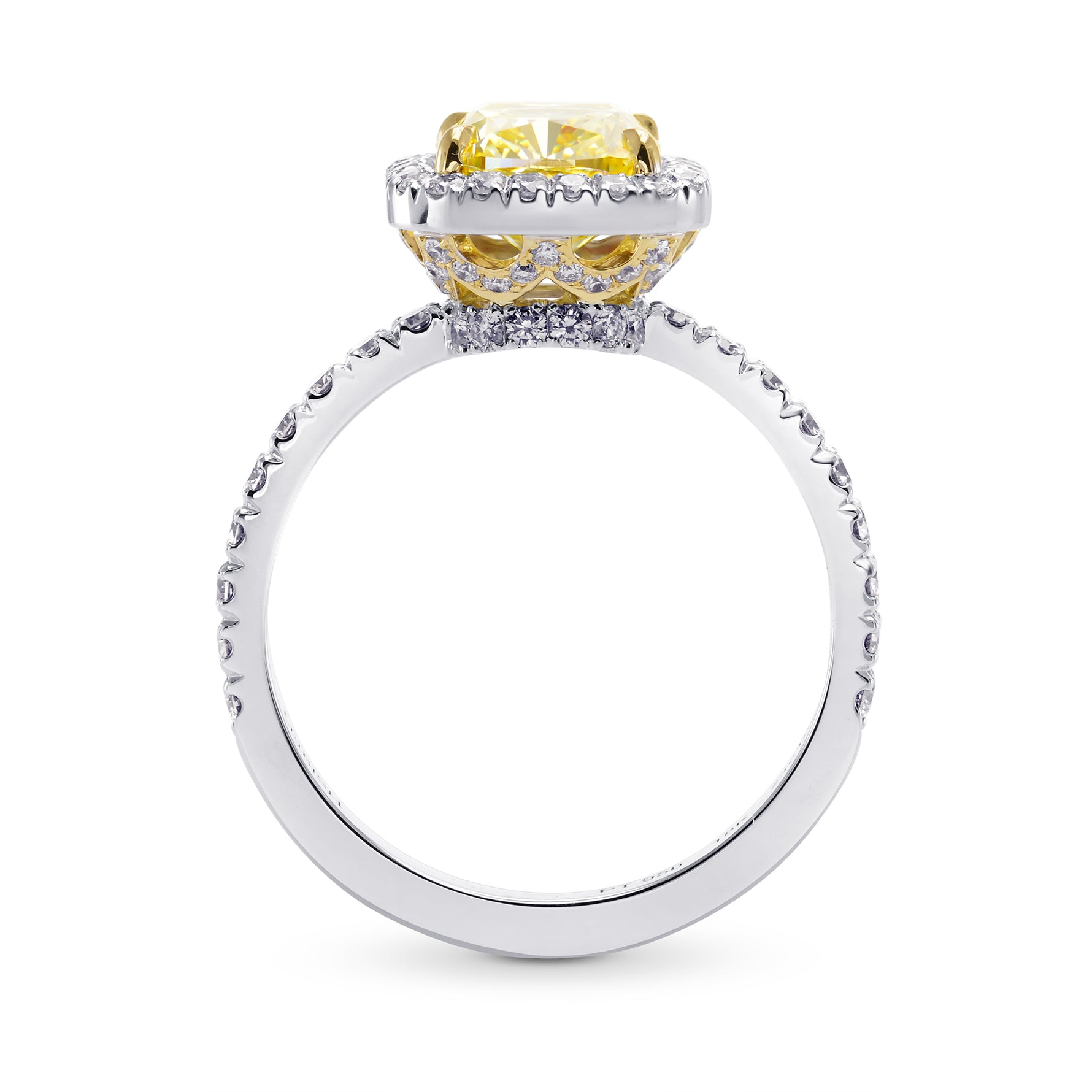 Fancy Yellow Cushion Diamond Halo Ring