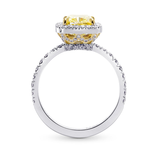 Fancy Yellow Cushion Diamond Halo Ring